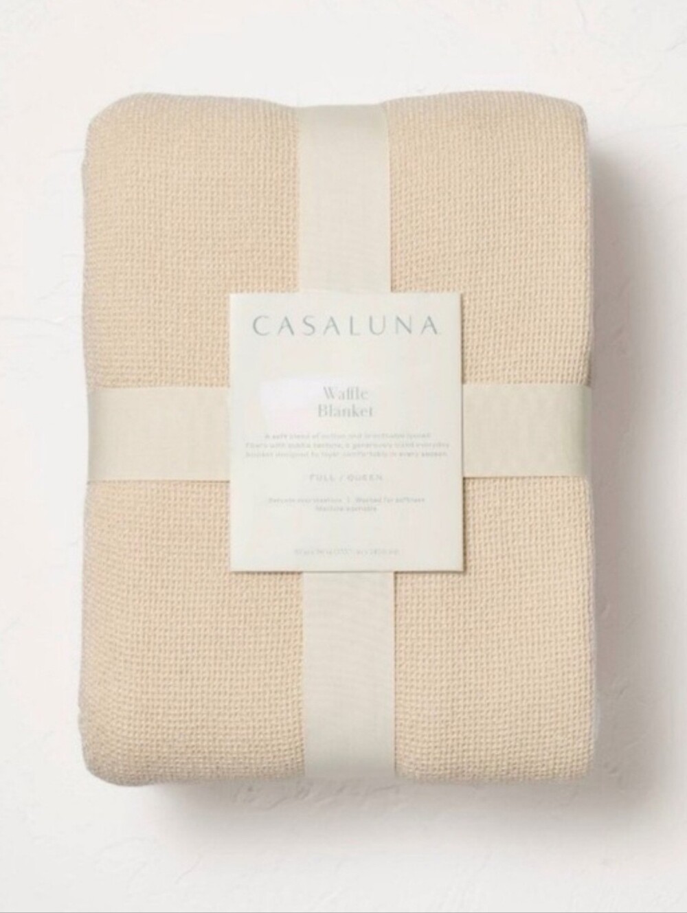 Casaluna Cream King Micro Waffle Weave Throw Bed Blanket